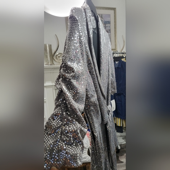 Silver Sequin Wrap Romper - Size S - Picture 5 of 5